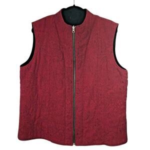 Quilted Womens Vest Double-Sided Full Zipper Size XL Red Dulon